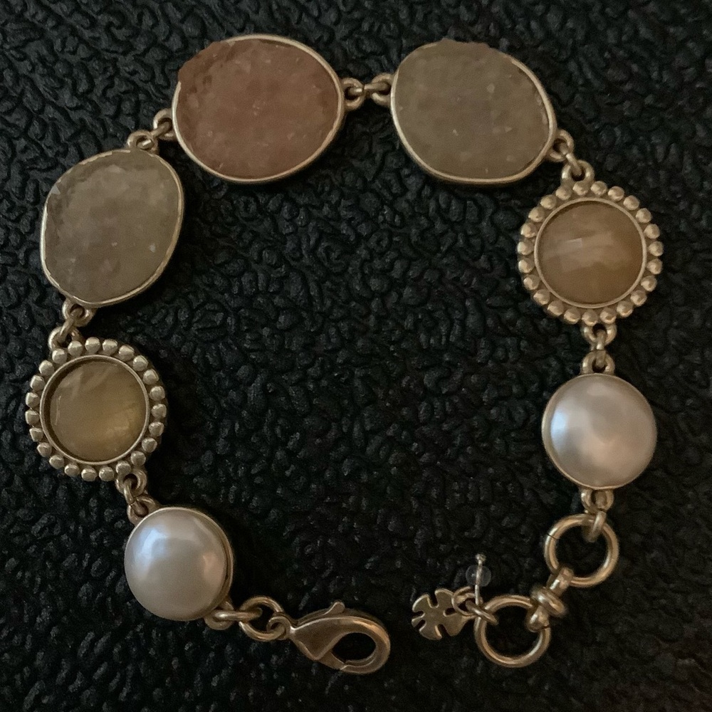 Like New Lucky Band Gold, Pearl, Druzy Bracelet